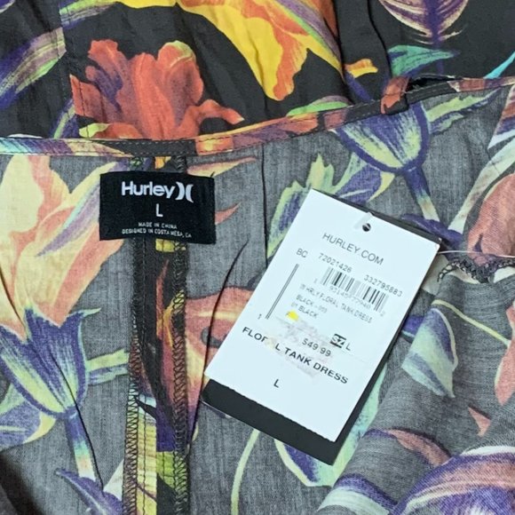 Hurley V-Neck Sleeveless Cotton Blend Floral Sundress - Picture 6 of 7